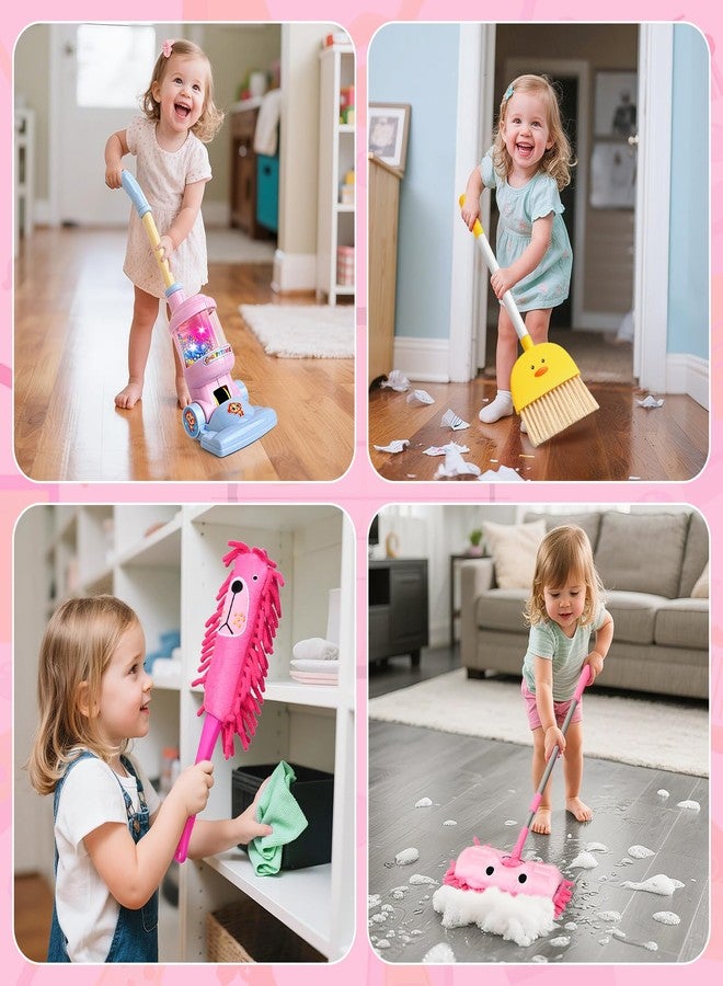 TUZT Animal Kids Cleaning Toy Set for Toddler, Realistic Vacuum Cleaner with Light & Sound, Mop & Duster, Broom & Dustpan, Home Cleaning Tool Pretend Play Toy Christmas Birthday Gift for Girl 3 4 5 6 - Image 5
